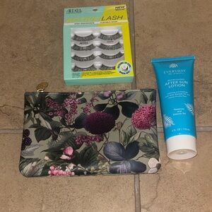 Bundle Floral Pouch with Eyelashes and After Sun Lotion